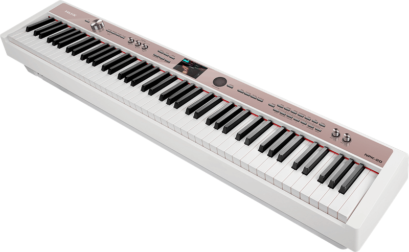 Pack = Piano numérique "NUX NPK-20" - Blanc + Meuble + Banquette piano (couleurs aux choix)