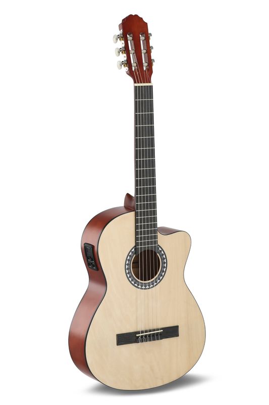 PURE GEWA Basic - Guitare électro-classique - Naturelle avec housse et cable