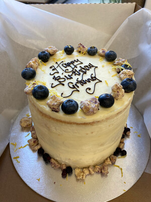 Vegan Lemon and Blueberry Celebration Cake