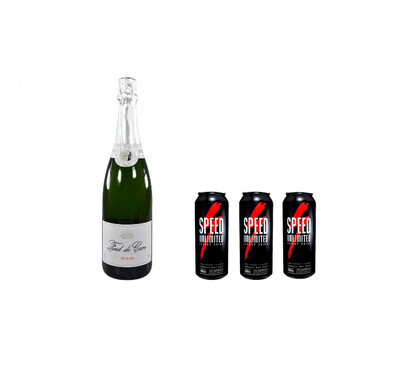 Champagne Fon de Cave Botella 750 ml + 3 Lata Speed 473 ml