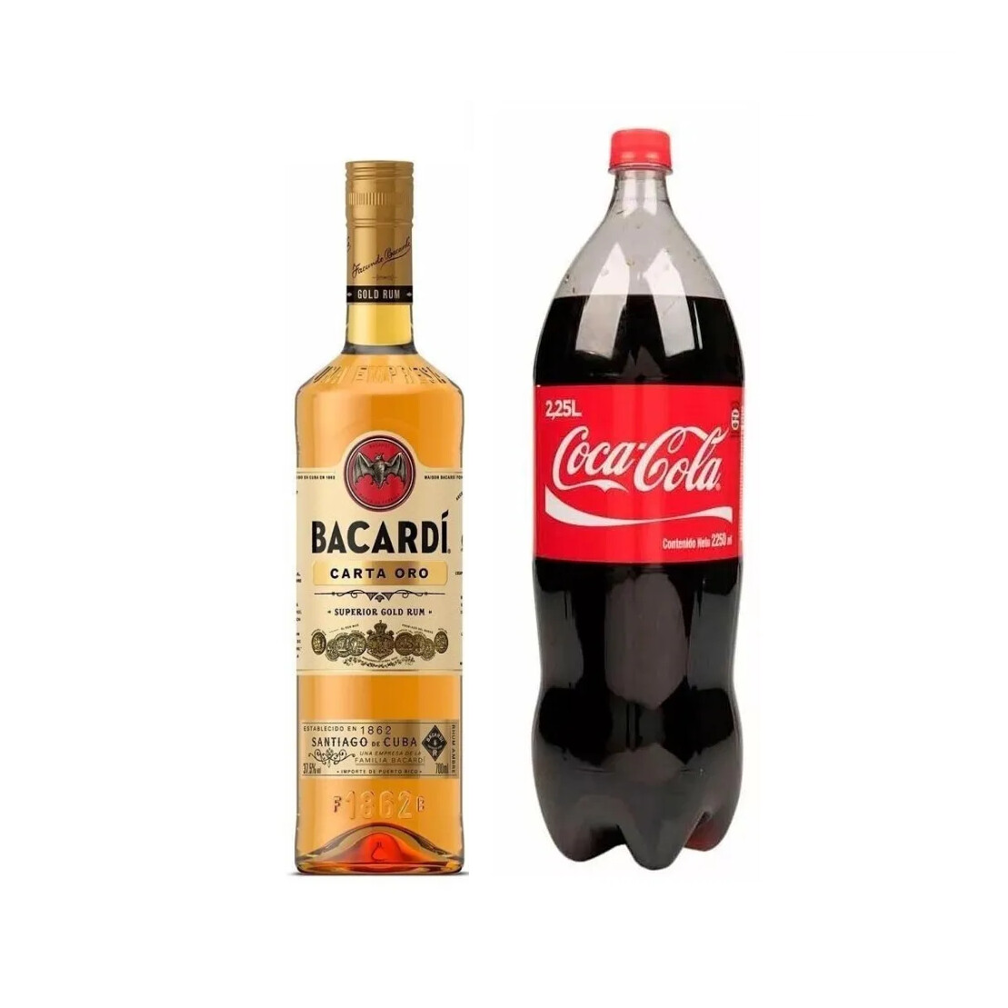 Ron Bacardi Oro Botella 750 ml + Coca Cola Botella 2.25