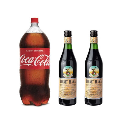 Combo 2 Fernet Branca 750 ml + 1 Coca Cola 3 Litros