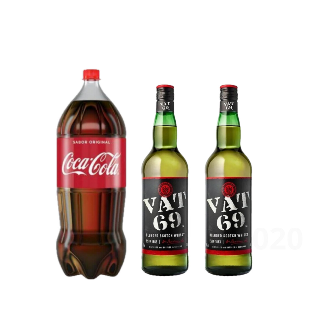 Combo 2 Whisky Vat 69 1 Litro + 1 Coca Cola 3 Litros