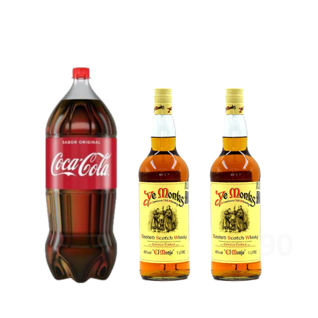 Combo 2 Whisky Ye Monk´s (El Monje) + 1 Coca Cola 3 Litros