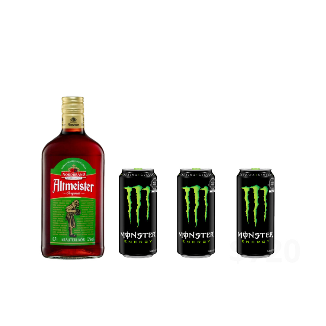 Combo 1 Licor Altmaister 710 ml + 3 Monster Lata 473 ml