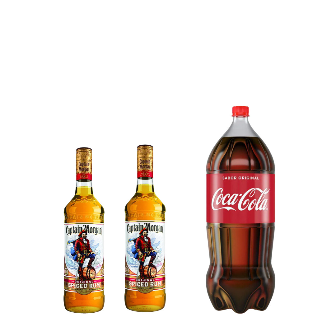 Combo 2 Ron Capitán Morgan 750 ml + Coca Cola 3 L