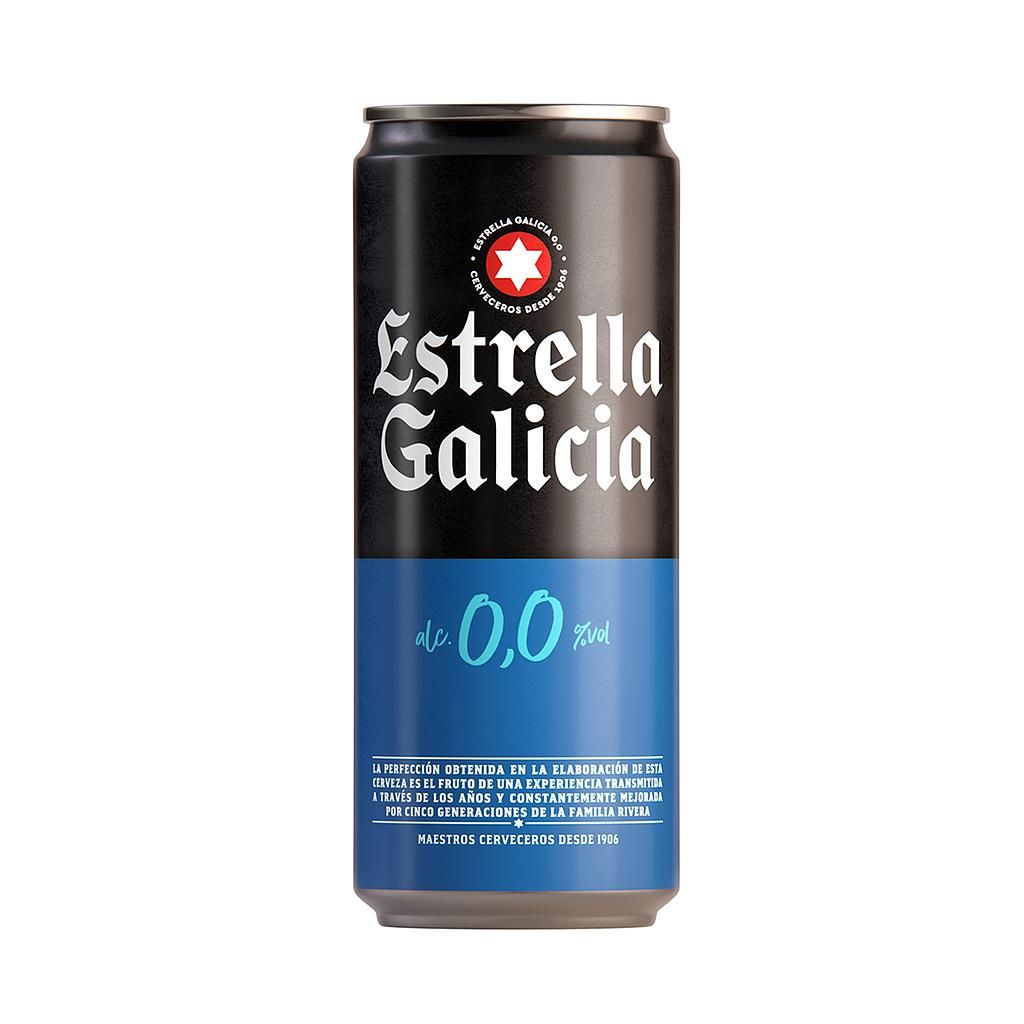 Cerveza Estrella Galicia 0,0 Sin Alcohol lata 330 ml  Pack x 6