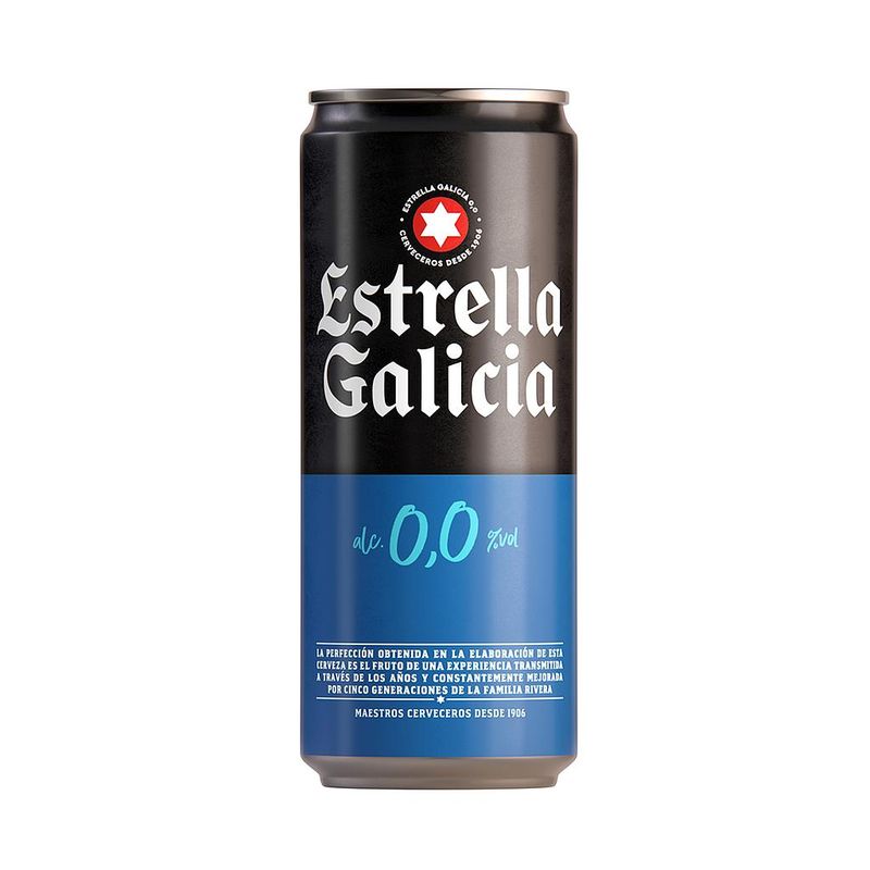 Cerveza Estrella Galicia 0,0 Sin Alcohol lata 330 ml  Pack x 6