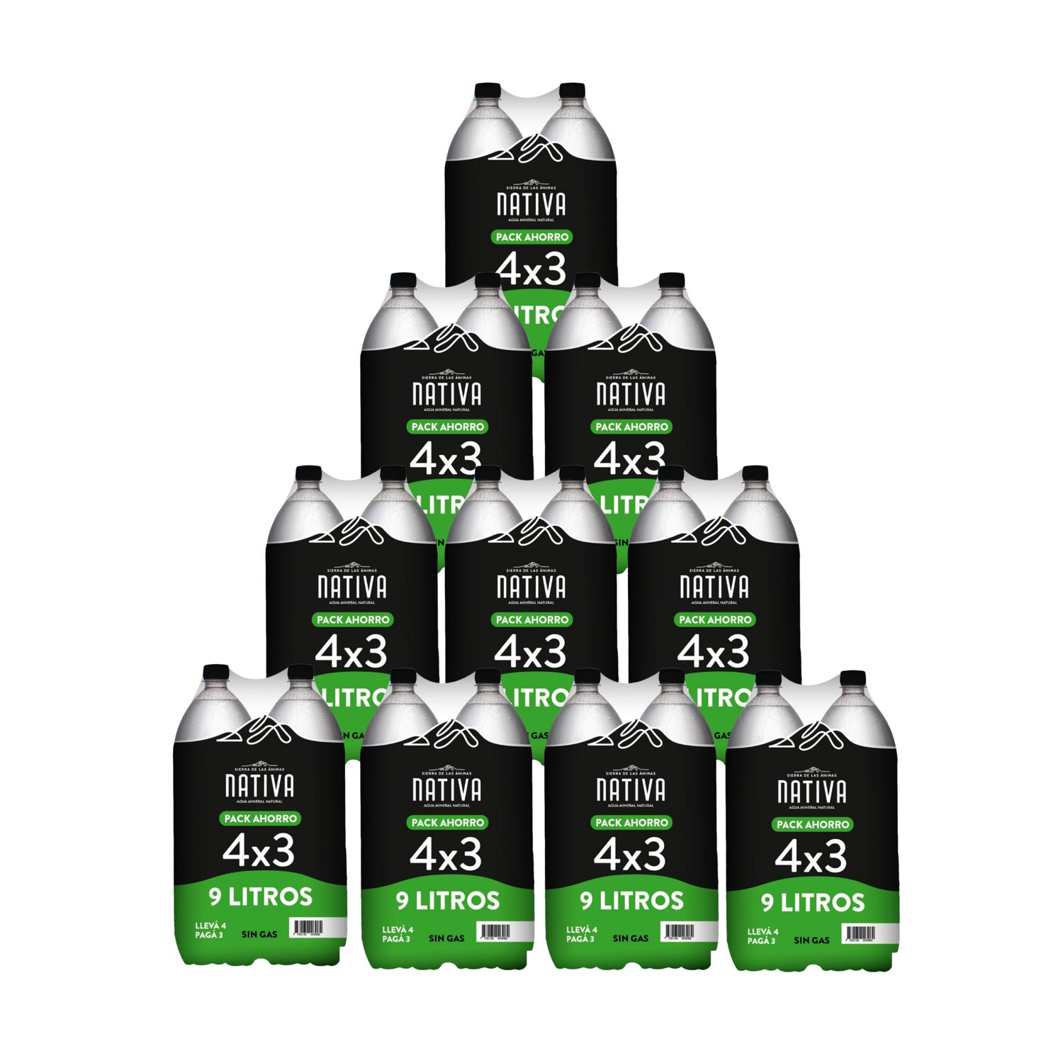 10 Agua Mineral Nativa Con Sin 2,25L Pack x 4
