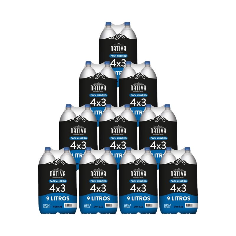 10 Agua Mineral Nativa Con Gas 2,25L Pack x 4