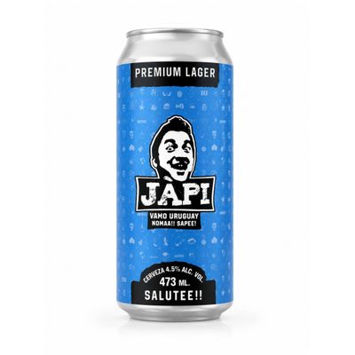 Cerveza Japi Premium Lager Vamo Uruguay (Celeste) Lata 473ml