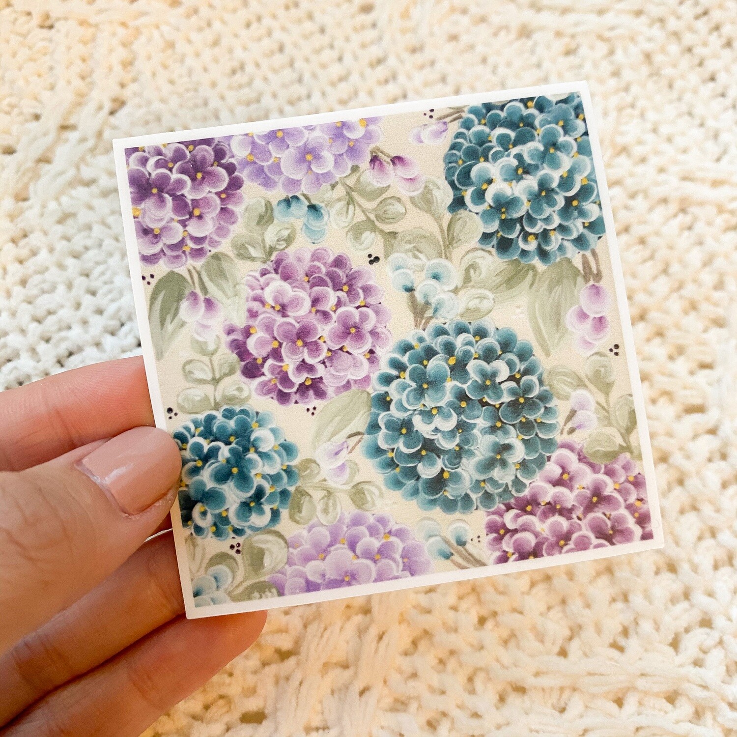 Purple &amp; Teal Hydrangea Square Sticker