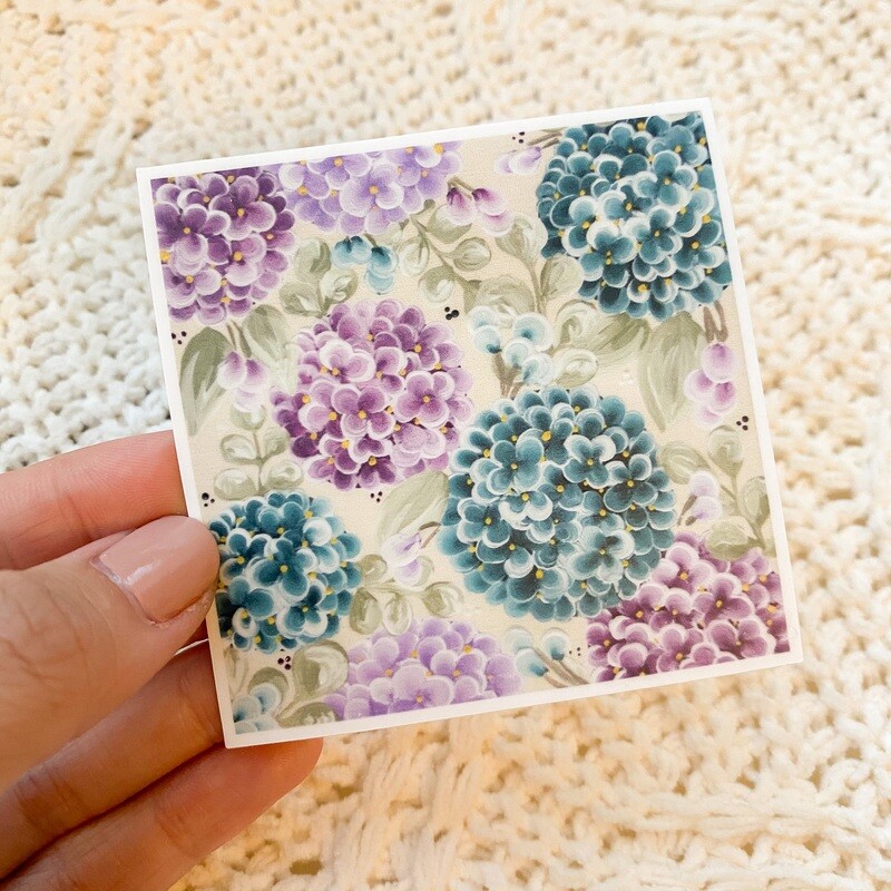 Purple &amp; Teal Hydrangea Square Sticker