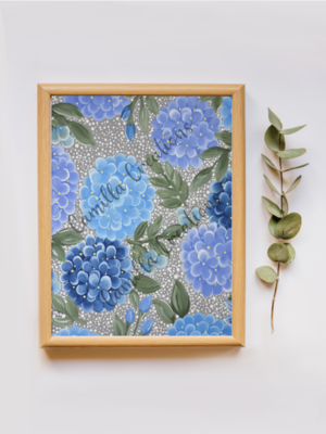 Dotted Blue Hydrangea Print