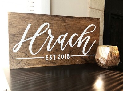 Last Name + EST Date Wood Sign Last Name + EST Date Wood Sign