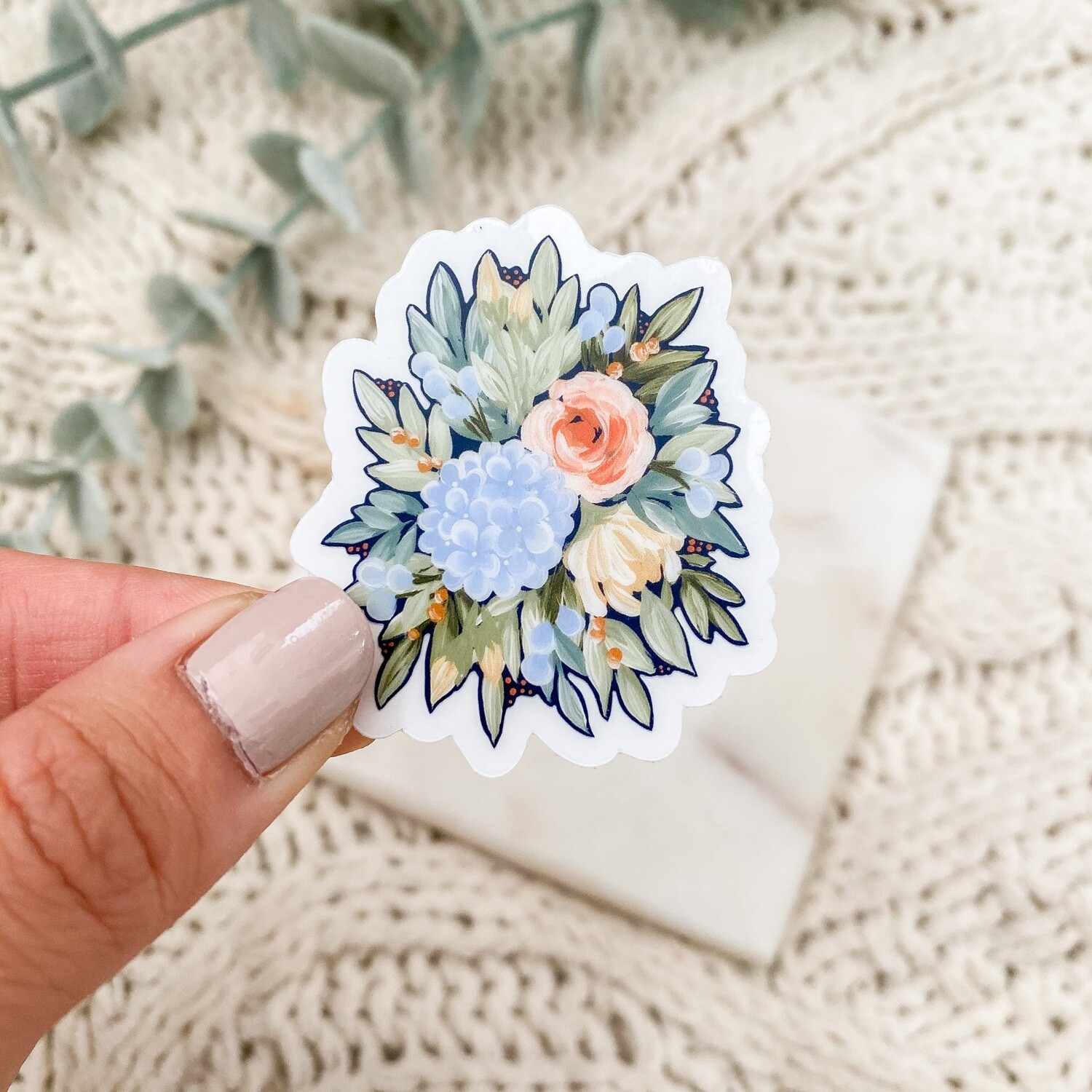 #37 Navy Dreams Bouquet CLEAR Border Sticker