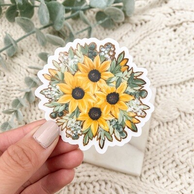 #17 Wild Sunflower Bouquet CLEAR Border Sticker #17 Wild Sunflower Bouquet CLEAR Border Sticker