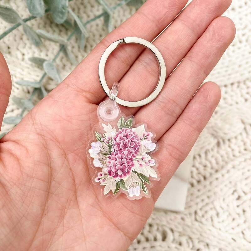 Pink Hydrangea Keychain
