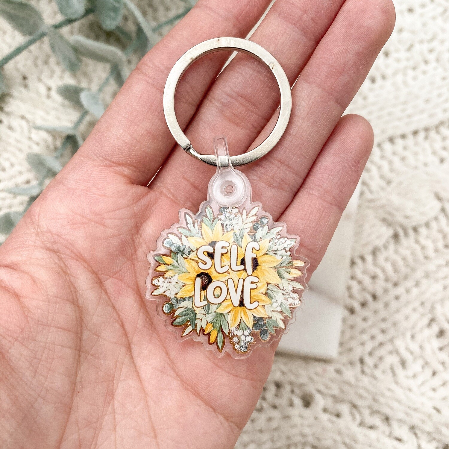 Self Love Sunflower Keychain