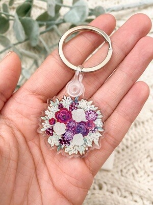 Cream + Burgundy Bouquet Keychain