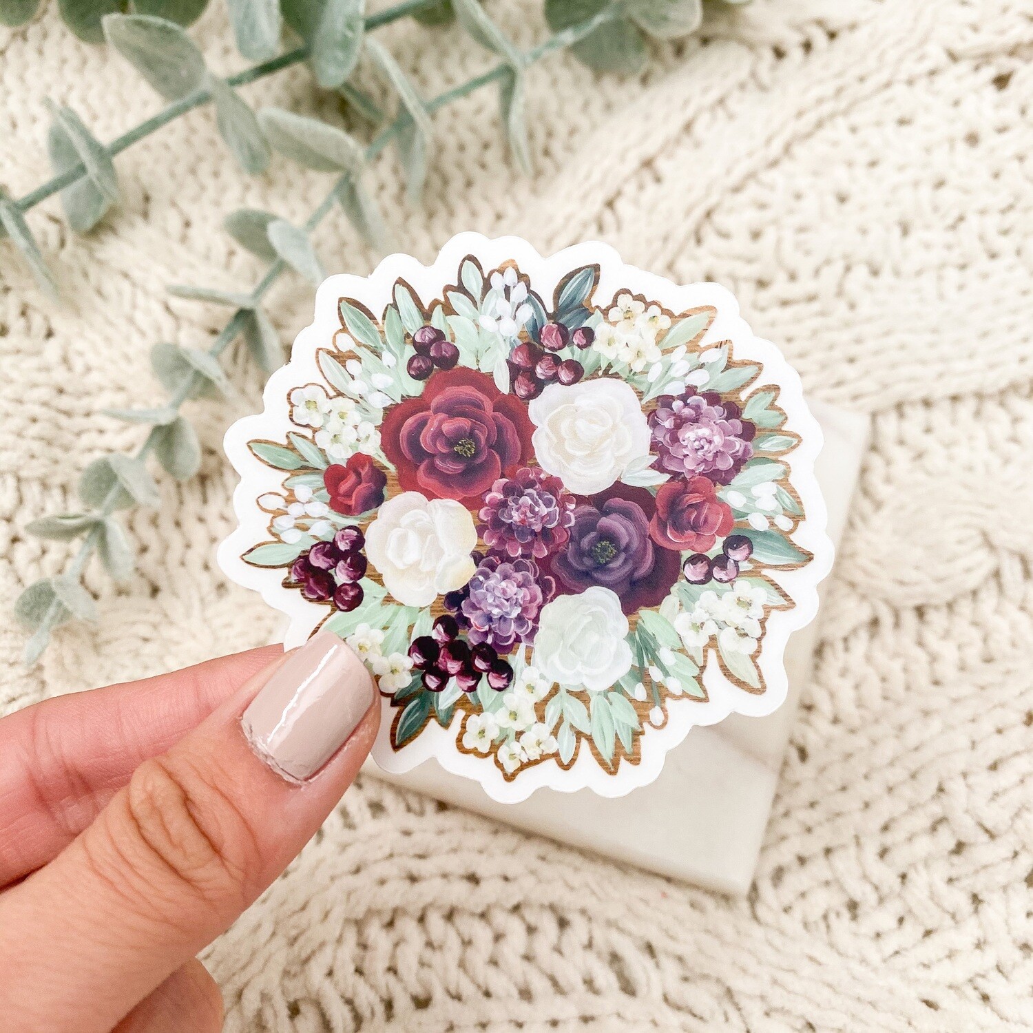 #19 Cream + Burgundy CLEAR Border Sticker #19 Cream + Burgundy CLEAR Border Sticker