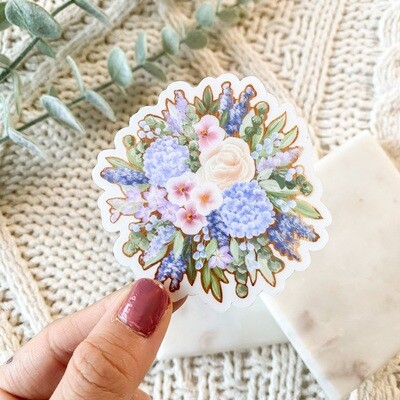 #33 Spring Pastel Bouquet CLEAR Border Sticker #33 Spring Pastel Bouquet CLEAR Border Sticker
