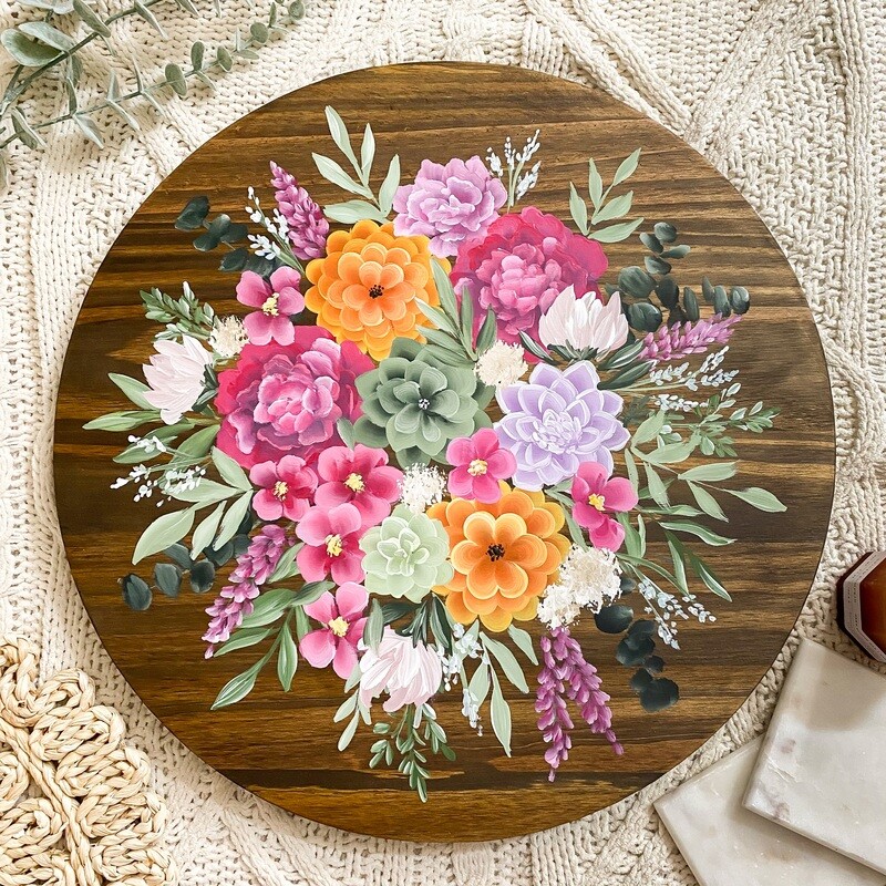 18" CUSTOM BOUQUET Lazy Susan OR Wood Sign