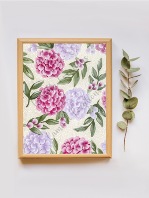 Dotted Lavender + Magenta Hydrangea Print