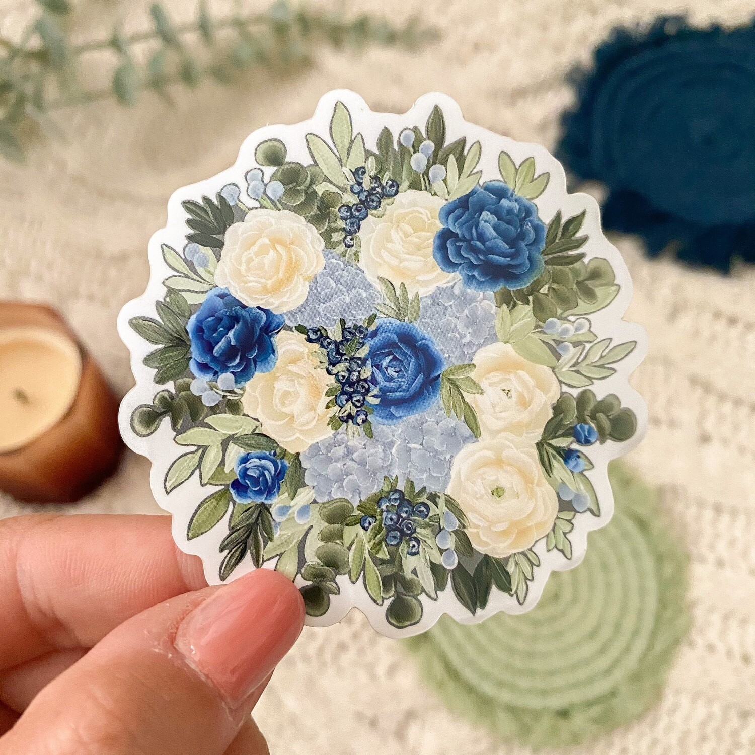 #20 Blueberry Bliss Bouquet WHITE Border Sticker #20 Blueberry Bliss Bouquet WHITE Border Sticker