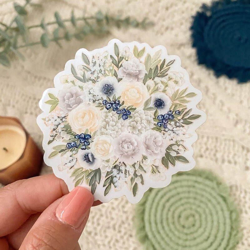 #25 Pastel Bouquet CLEAR Border Sticker