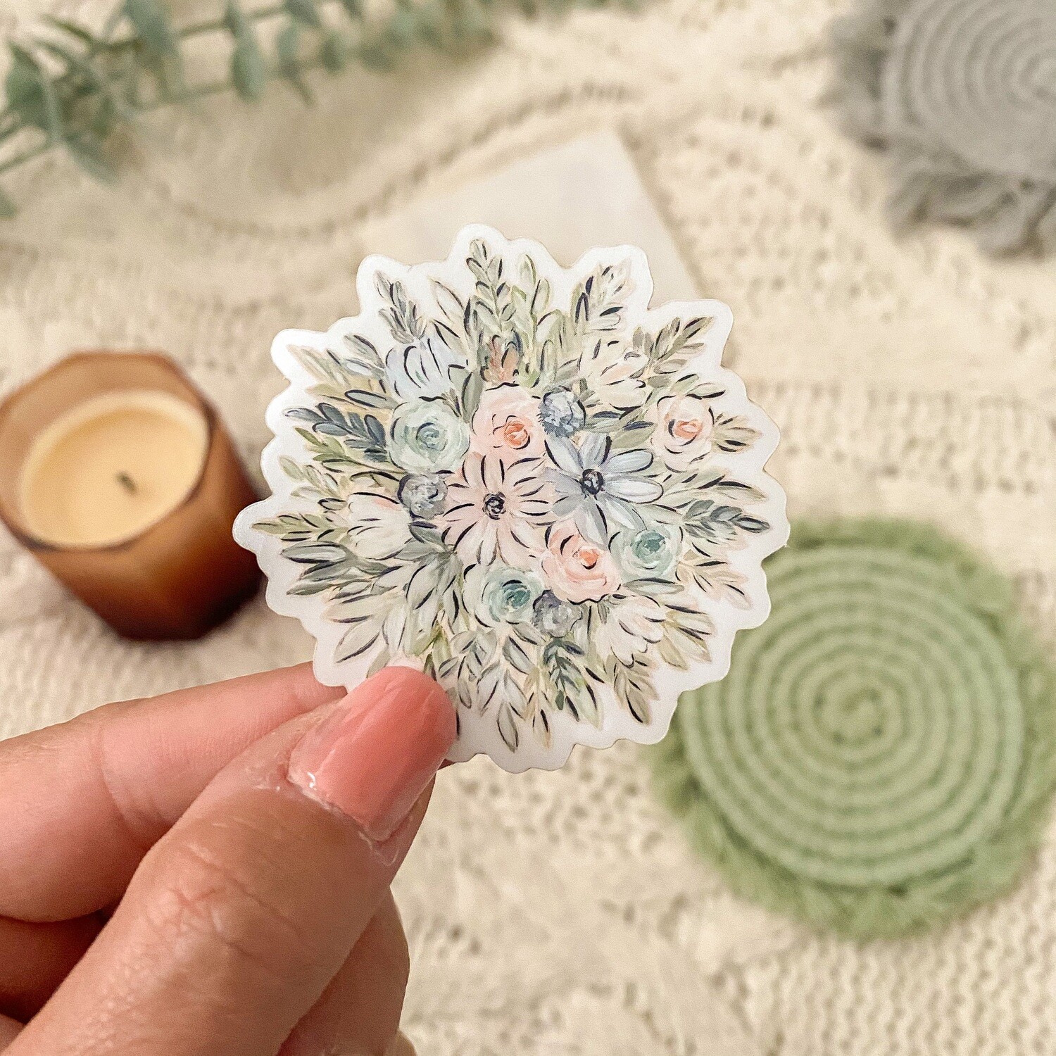 #35 Spring Fling Bouquet WHITE Border Sticker