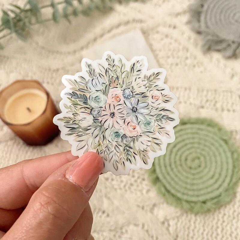 #35 Spring Fling Bouquet WHITE Border Sticker