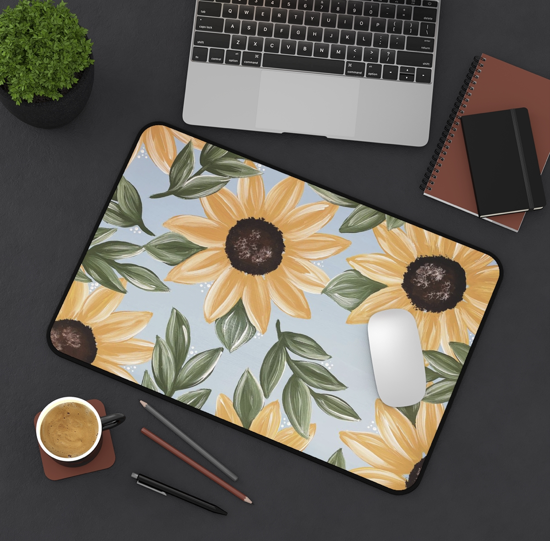 Sunflower Blues Nonslip Desk Mat (3 sizes)