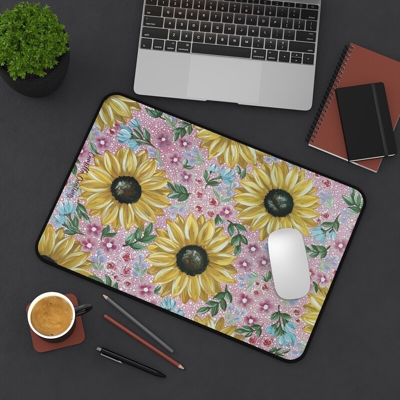 CC Signature Pink Sunflower Nonslip Desk Mat (3 sizes)
