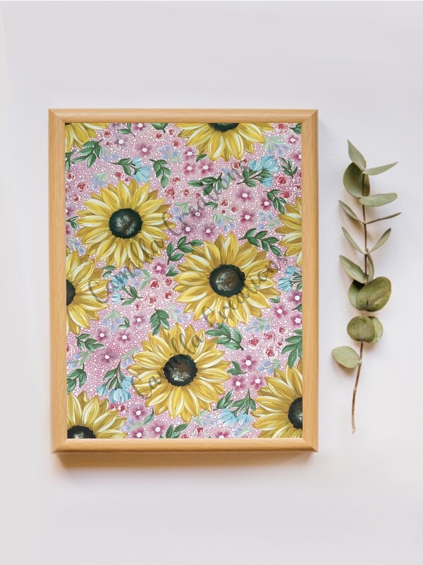 #9 CC Signature Pink Sunflower Design Floral Print #9 CC Signature Pink Sunflower Design Floral Print