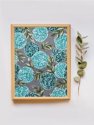 #54 Teal Hydrangea Floral Print #54 Teal Hydrangea Floral Print