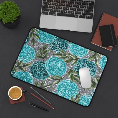 Dotted Teal Hydrangea Nonslip Desk Mat (3 sizes)