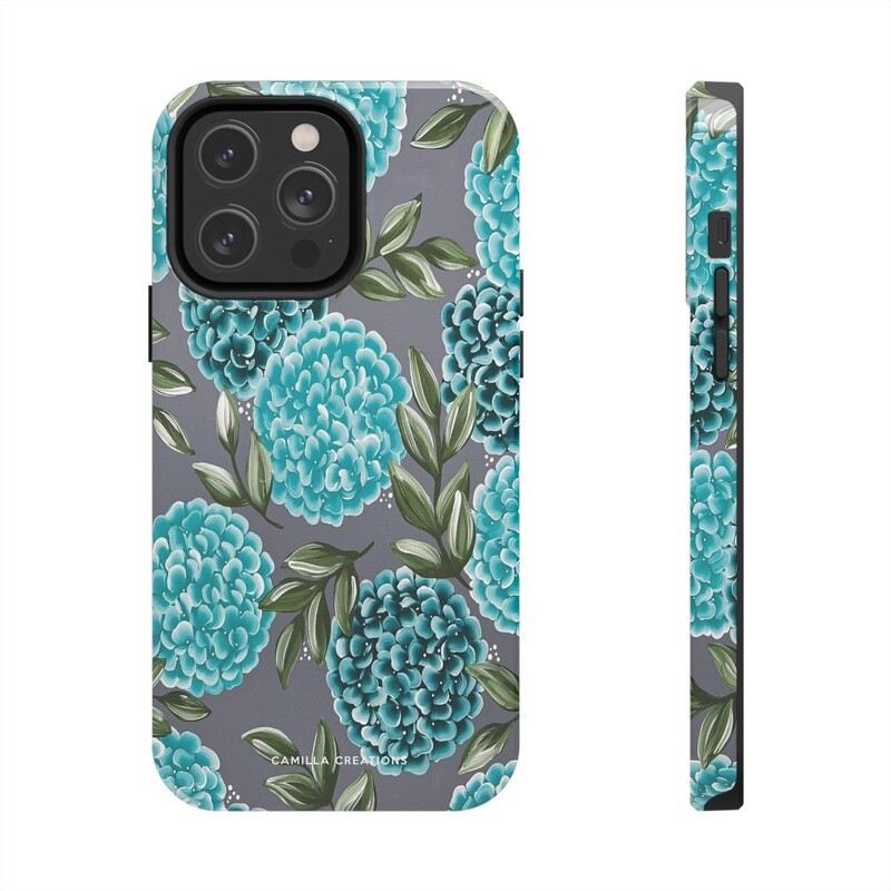 Plain Teal Hydrangea Phone Case