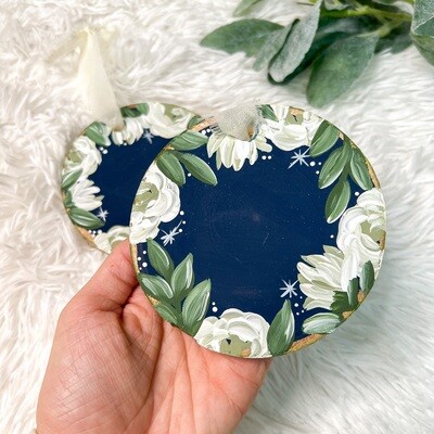 Neutral + Navy CUSTOM TEXT Ornament Large