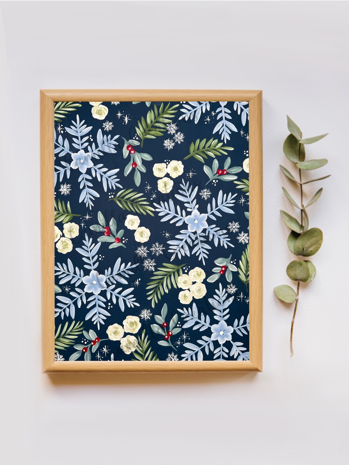#55 Navy Frosted Snowflake Floral Print #55 Navy Frosted Snowflake Floral Print