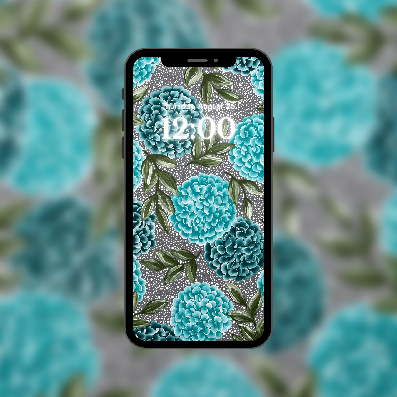 #13 Dotted Teal Hydrangea Phone Background/Wallpaper #13 Dotted Teal Hydrangea Phone Background/Wallpaper