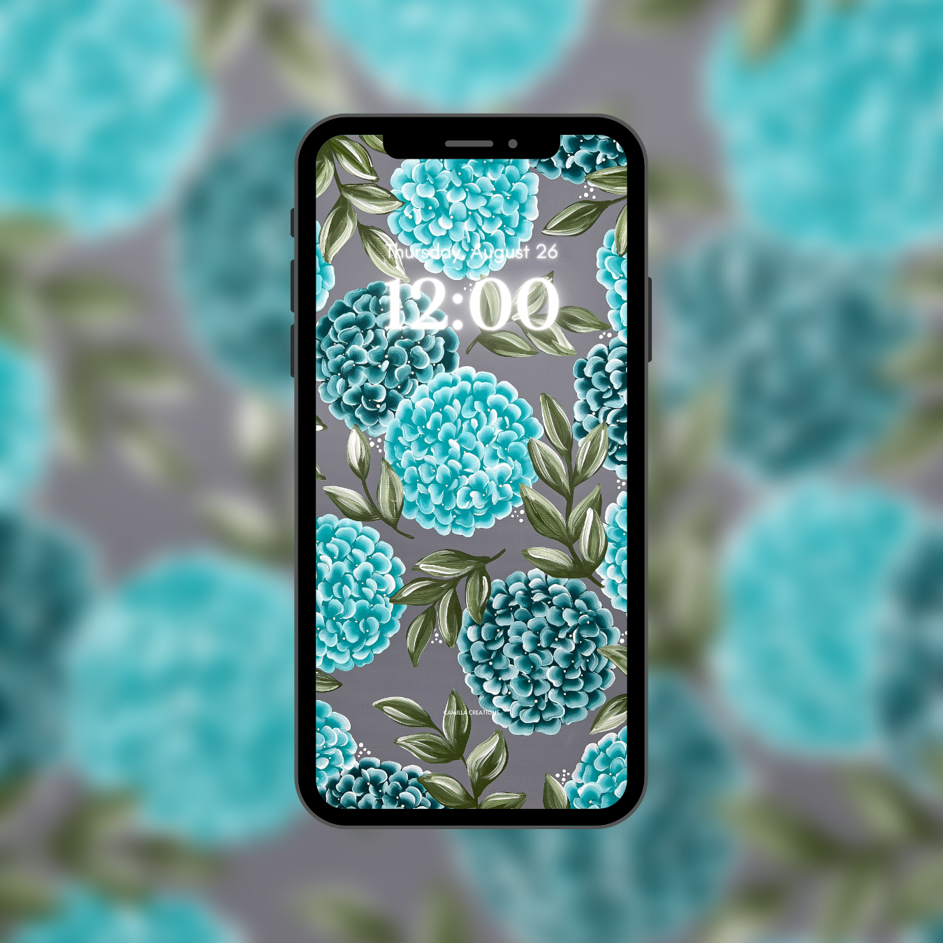 #12 Teal Hydrangea Phone Background/Wallpaper