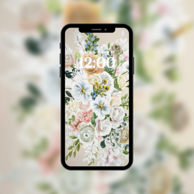 #24 Cream Floral Background/Wallpaper
