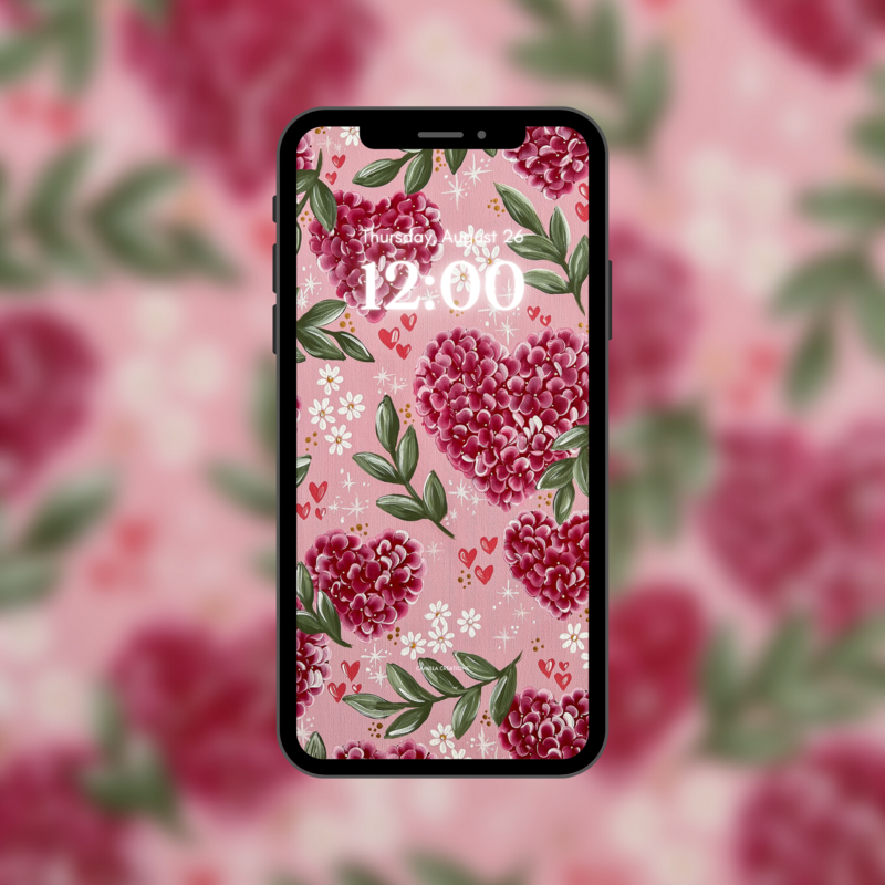 #32 Valentine's Day PINK Hydrangea Heart Background/Wallpaper #32 Valentine's Day PINK Hydrangea Heart Background/Wallpaper