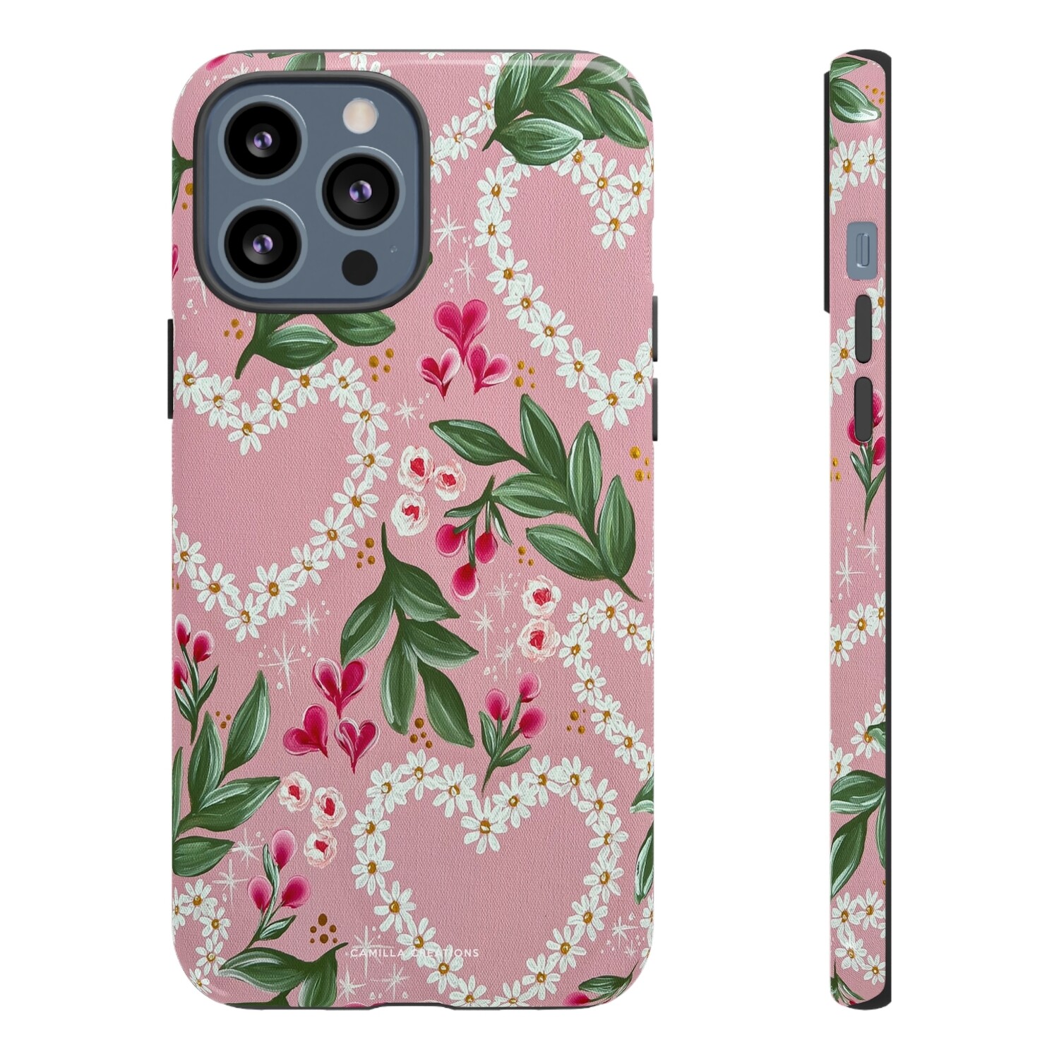 VDAY Pink Daisy Heart Hard Phone Case VDAY Pink Daisy Heart Hard Phone Case