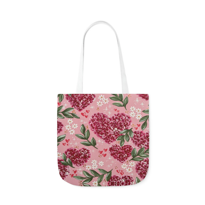 VDAY Pink Heart Hydrangea Tote Bag VDAY Pink Heart Hydrangea Tote Bag