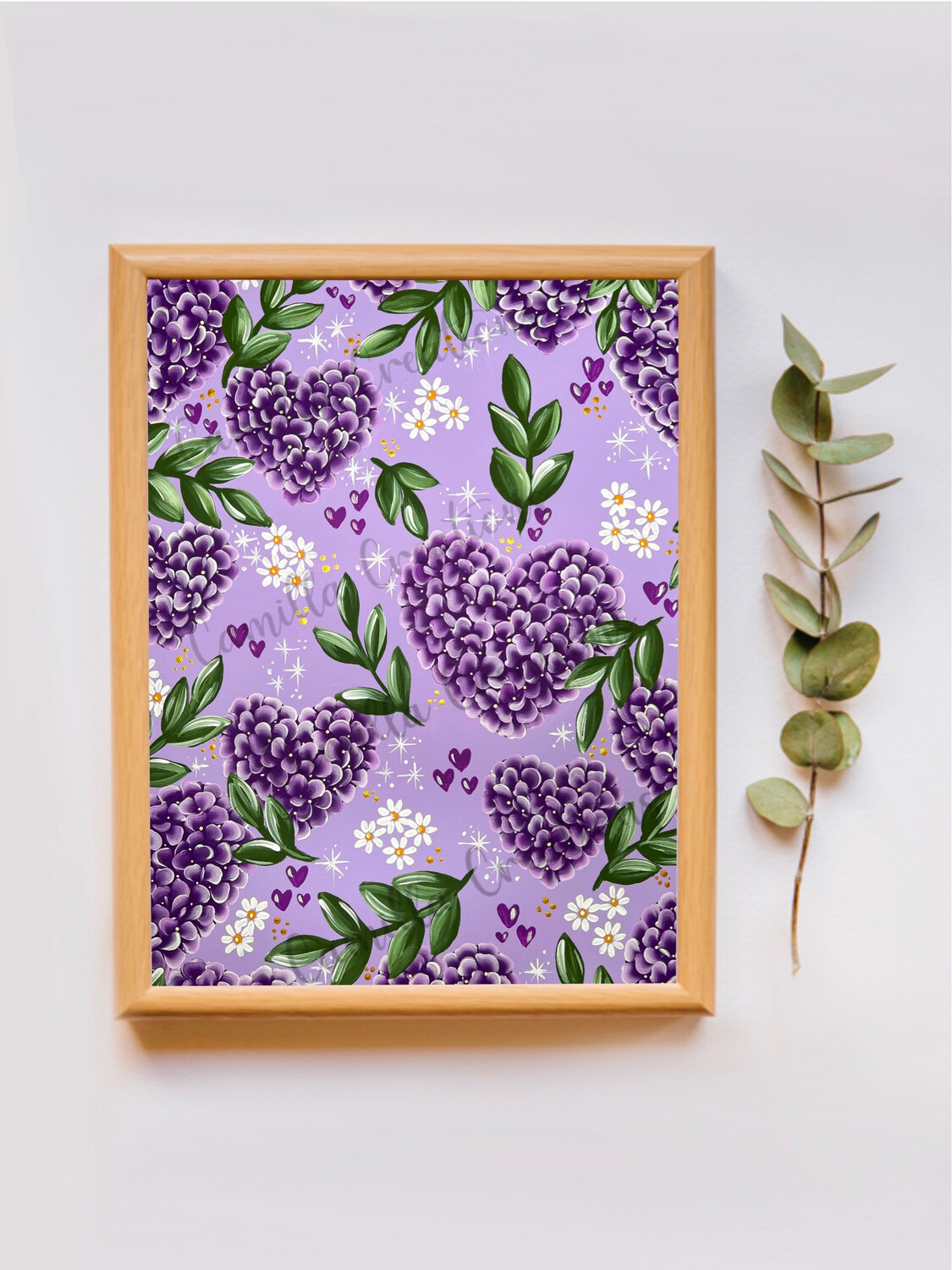 #58 Valentine's Day PURPLE Hydrangea Heart Floral Print #58 Valentine's Day PURPLE Hydrangea Heart Floral Print