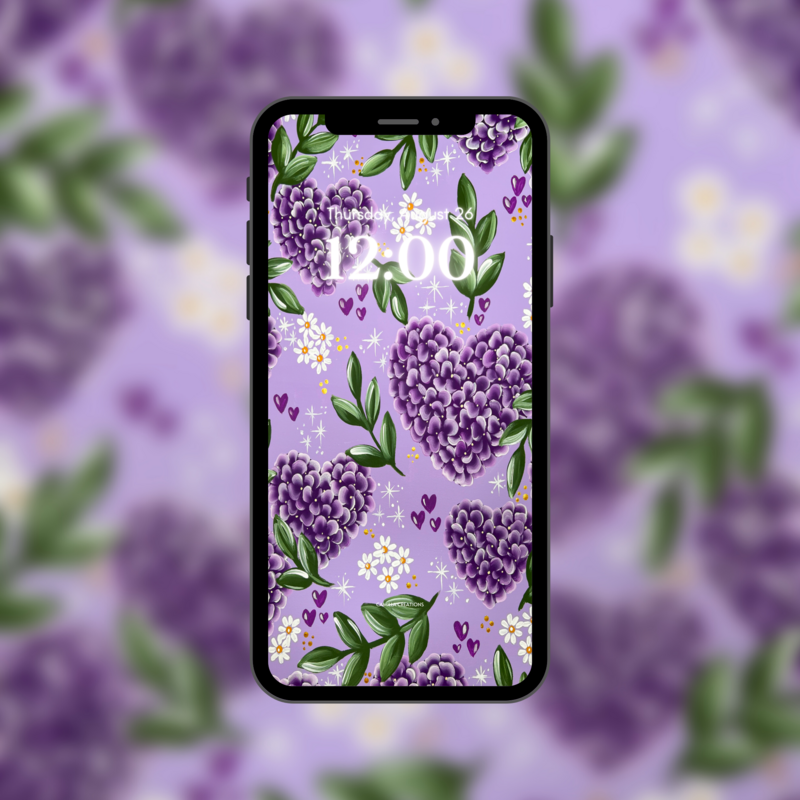 #33 Valentine's Day PURPLE Hydrangea Heart Background/Wallpaper #33 Valentine's Day PURPLE Hydrangea Heart Background/Wallpaper