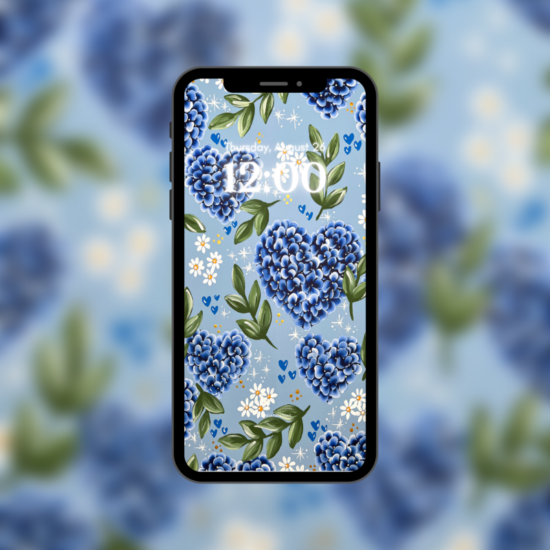 #34 BLUE Hydrangea Heart Background/Wallpaper #34 BLUE Hydrangea Heart Background/Wallpaper
