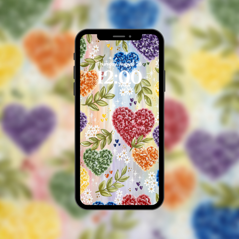 #36 RAINBOW Hydrangea Heart Background/Wallpaper #36 RAINBOW Hydrangea Heart Background/Wallpaper
